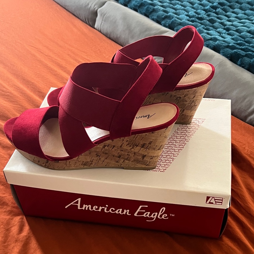 American Eagle Outfitters Red Wedge Sandals